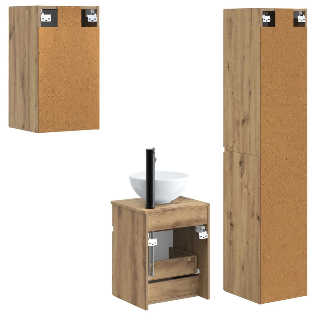 Set di mobili per il bagno 3 pz Rovere Artigianale 3406092