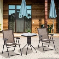 Tavolino con 2 Sedie Set Mobili 3pz Pieghevole Regolabile Esterno Textilene Marrone