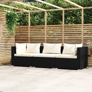 Divano a 3 Posti con Cuscini Nero in Polyrattan cod mxl 35477