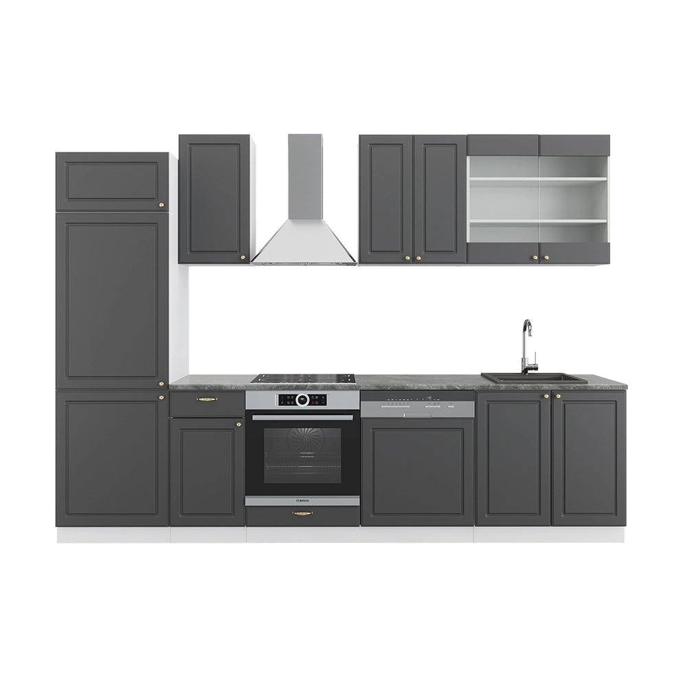 Cucina componibile Fame-Line Antracite-oro/Bianco 300 cm, PL Antracite Vicco