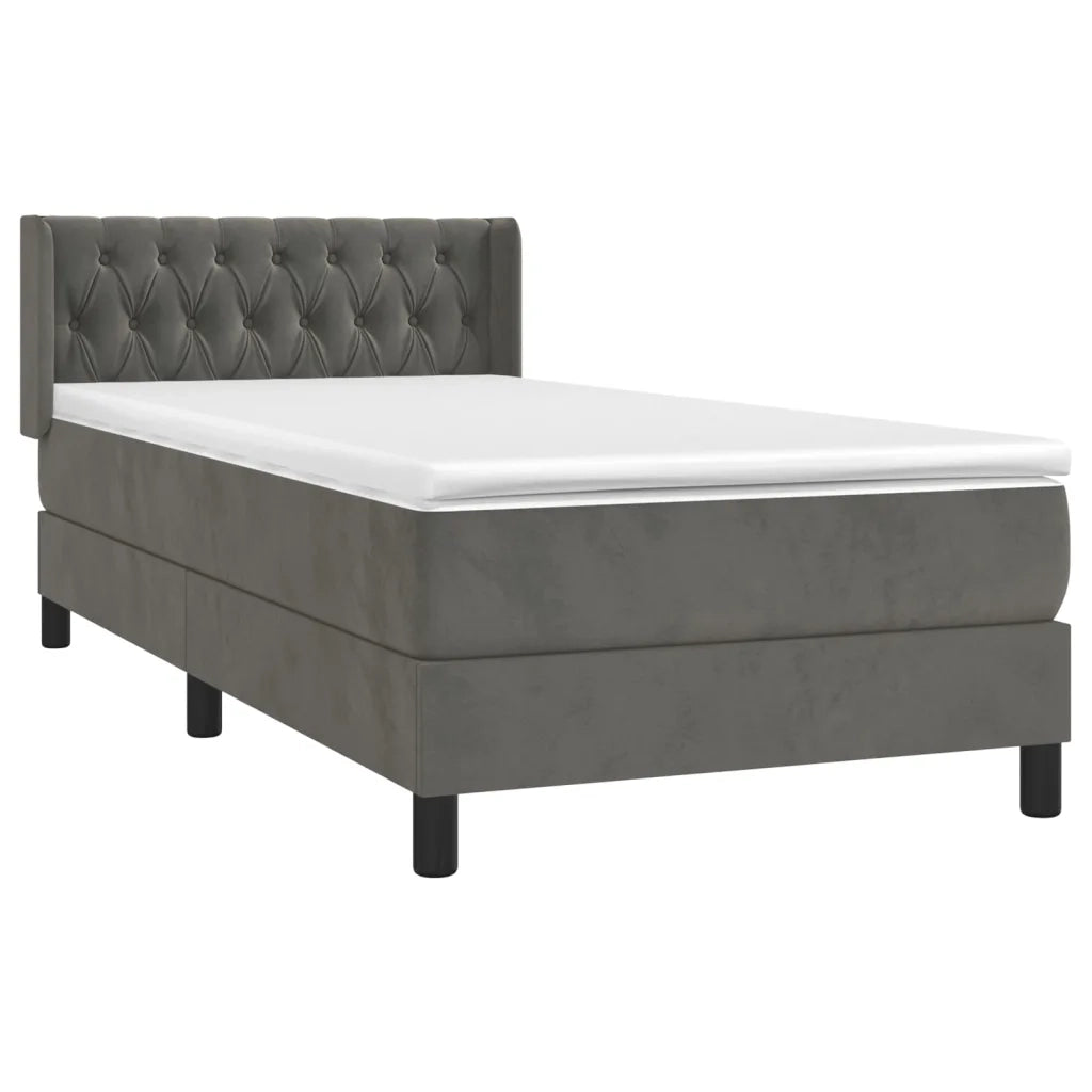 Giroletto a Molle con Materasso Grigio Scuro 90x190 cm Vellutocod mxl 98557