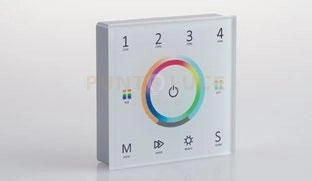 WALLPAD RF 2,4G CONTROLLO RGB E RGBW E RGB+CCT 4 ZONE 5 CANALI 8,6X8,6X3,6CM