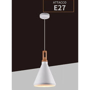 Trade Shop - Lampadario A Sospensione Stile Industriale In Metallo Pendente A Cono E27 A94 - Bianco