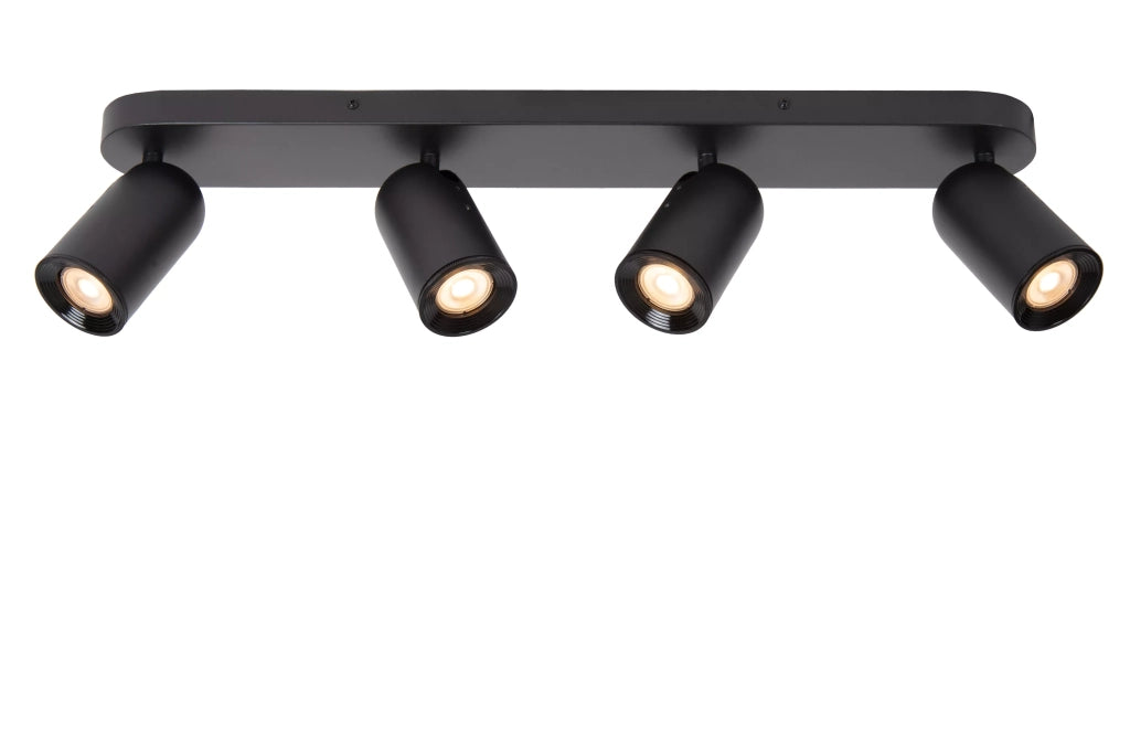 Faretto soffitto nero 4 luci orientabili GU10 35W Lucide