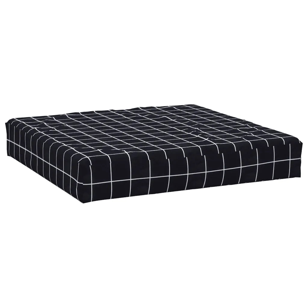 Cuscini per Pallet 3 pz Motivo a Quadri Nero in Tessuto Oxford 361786