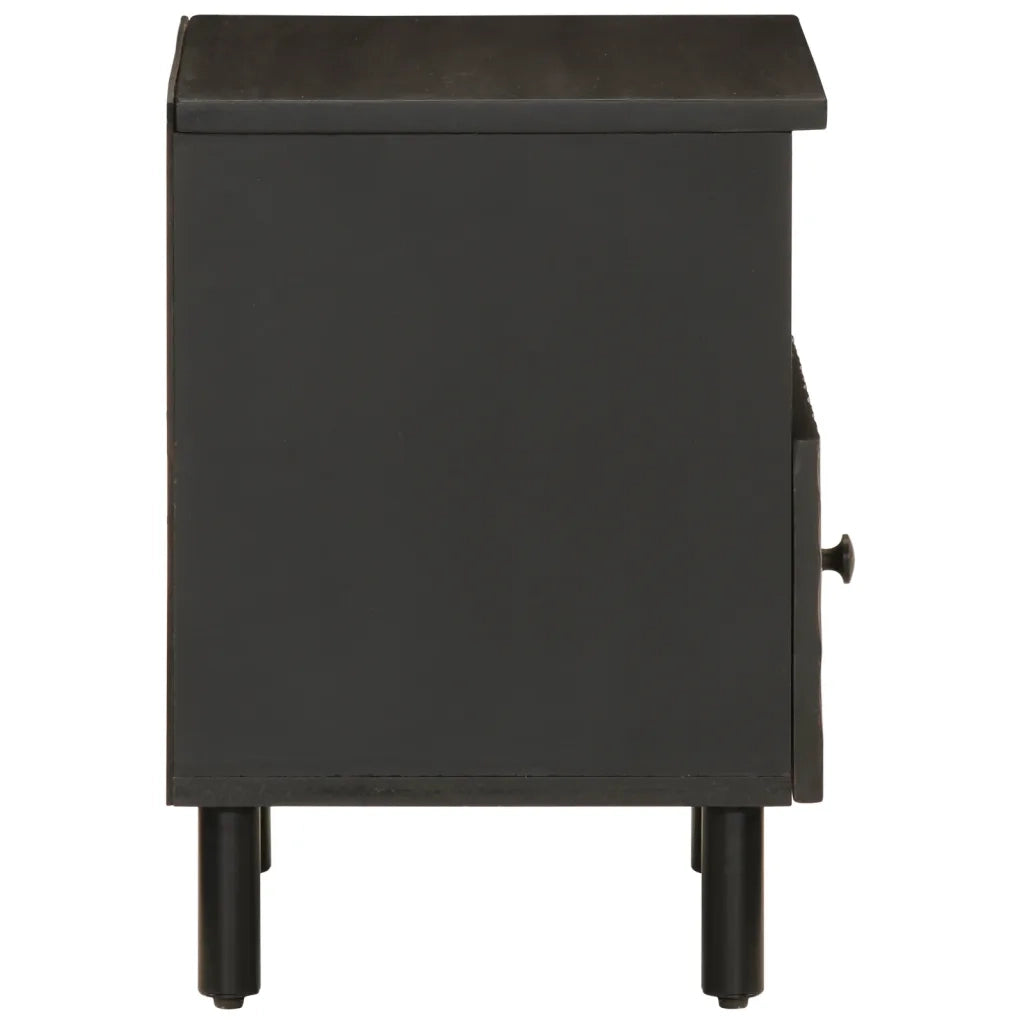 Comodini 2pz-Set di 2 Tavolino da notte Neri 40x33x46 cm in Legno Massello di Mango 791525