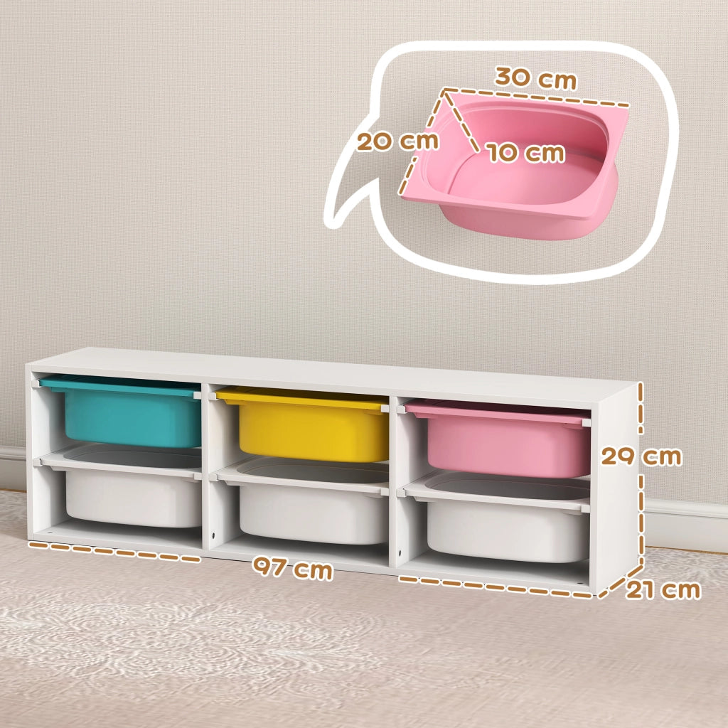 Libreria per Bambini con 6 Contenitori ¨C zephmum ¨C Legno, Multicolore, 80x30x40 cm