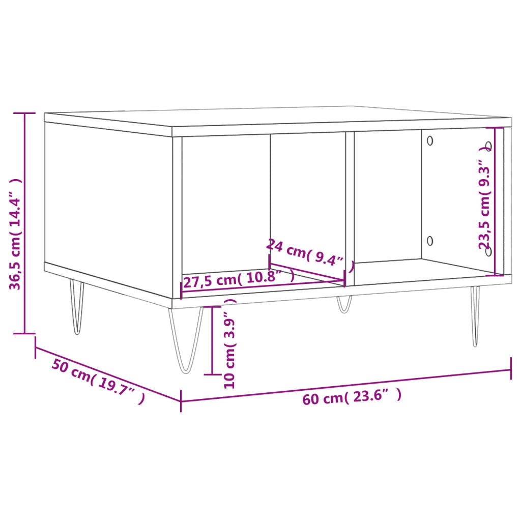 Tavolino da Salotto Rovere Fumo 60x50x36,5 cm Legno Multistrato