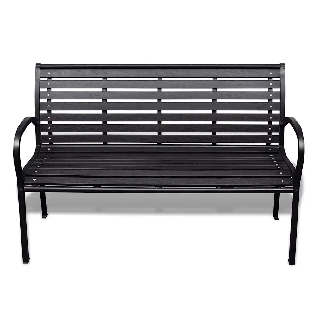 Panchina da Giardino 125 cm Nera in Acciaio e WPC 41556