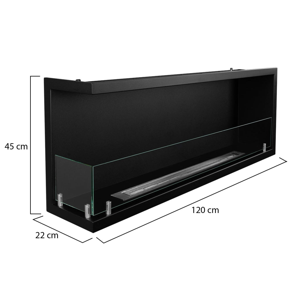 Caminetto Lonigo, Camino a Bioetanolo Capacità 1.25 lt, 120x22x45h cm Nero