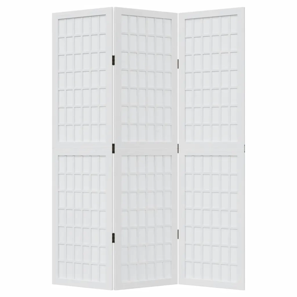 Divisorio Ambienti 3Pannelli Bianco Legno Massello di Paulownia 358781