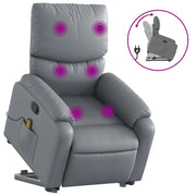 Poltrona | Sedia Relax Alzapersona Reclinabile Massaggio Grigio Similpelle