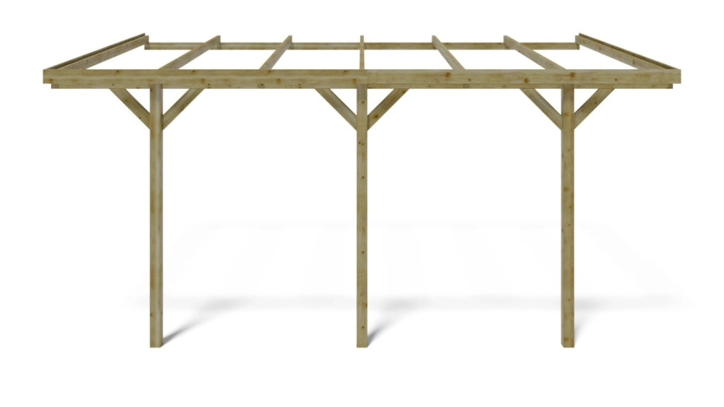 Tettoia posto auto coperto in legno 3x5.24 m - 15 m2 - addossato  - CAR6 - ALTANKA