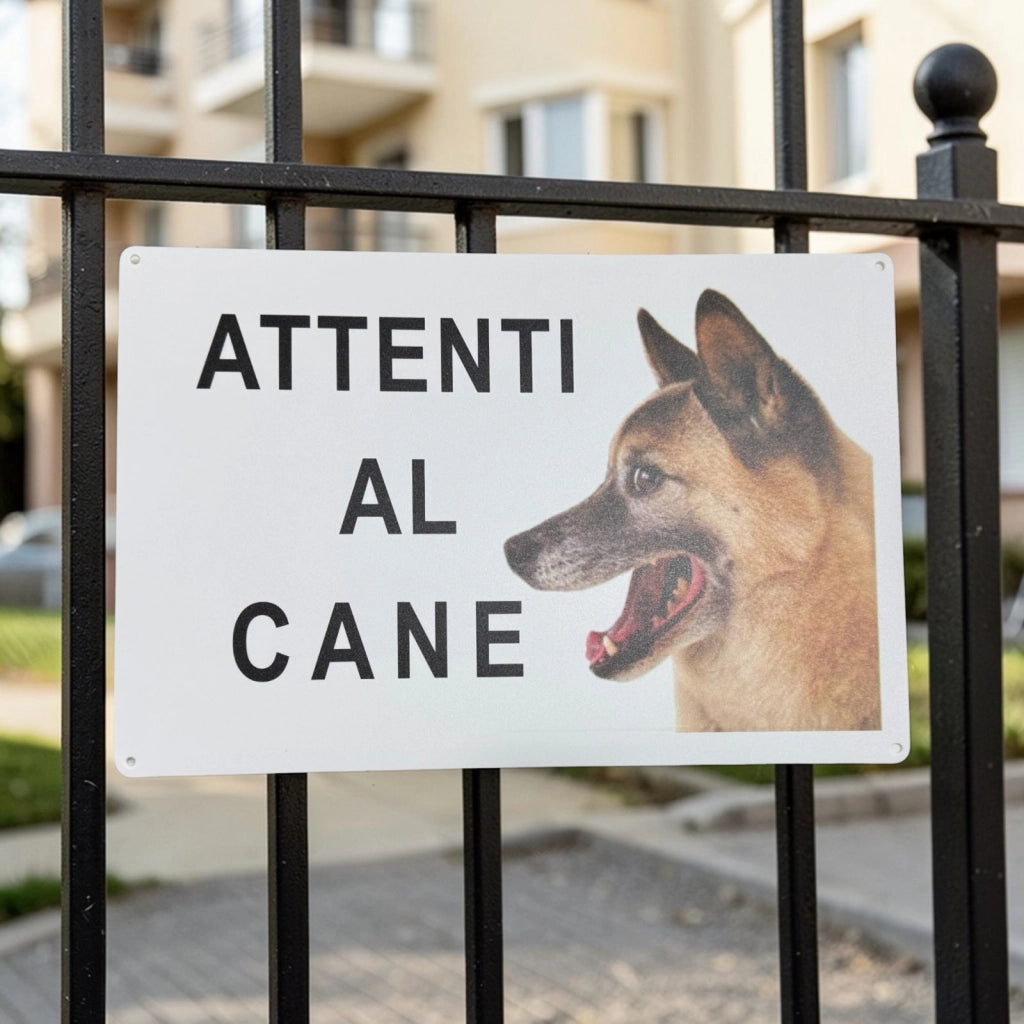 Cartello Attenti al Cane 30x20 cm con 4 Fori e Adesivi 884897