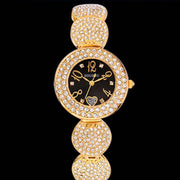 Trade Shop - Orologio Polso Sousou S6097 Donna Cuore Brillantini Movimento Quarzo Dorato Nero -