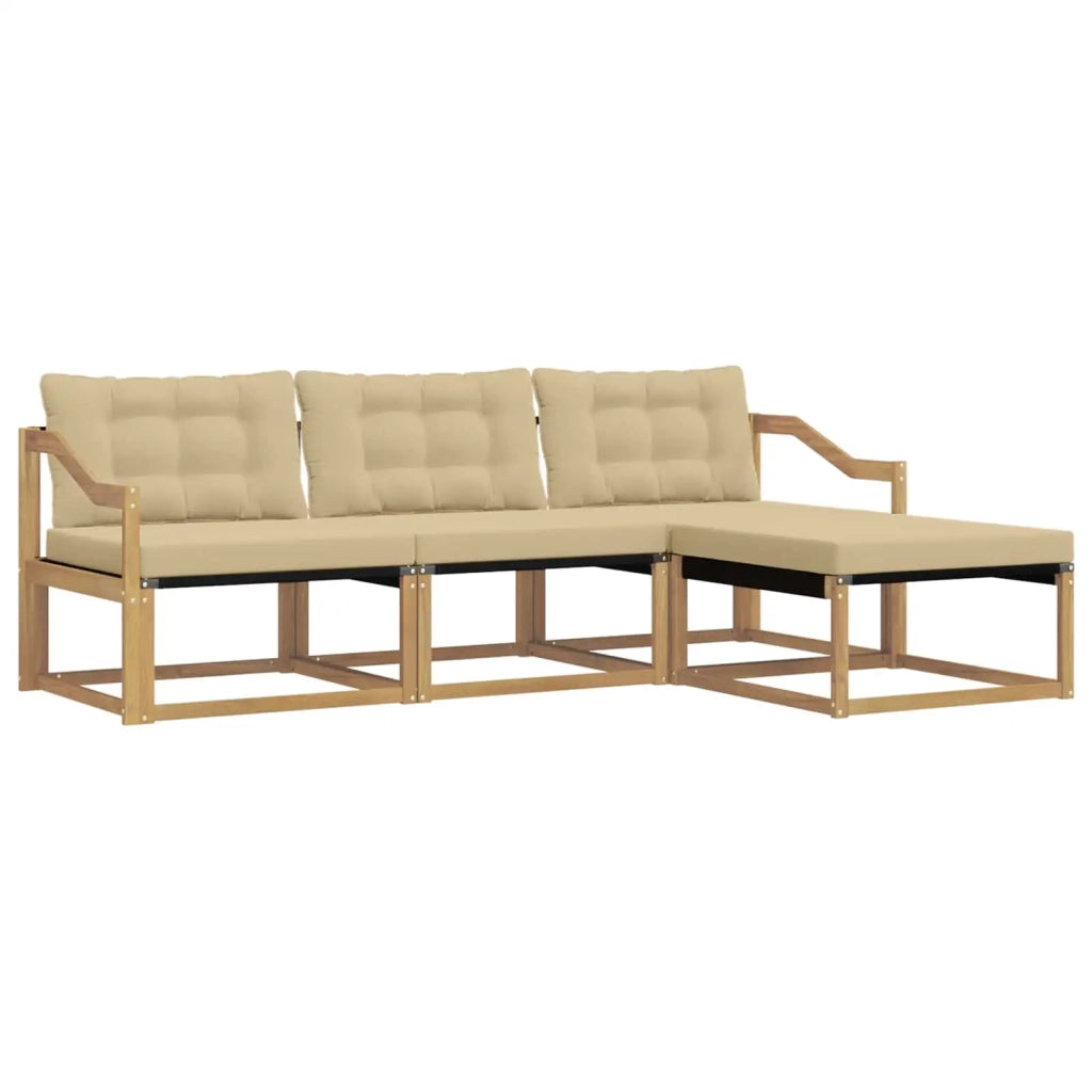 Set di divani da esterno 4 pz Bianco e Beige 3388575