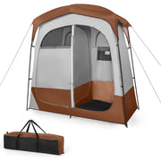 Tenda da doccia a 2 stanze con parapioggia rimovibile borsa per il trasporto, Tenda grande per la privacy Marrone-Tende