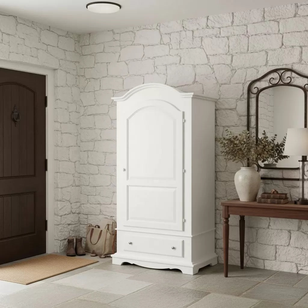 Armadio arte povera 1 porta legno shabby bianco 96x56x196h (1512) - Mobili 2G