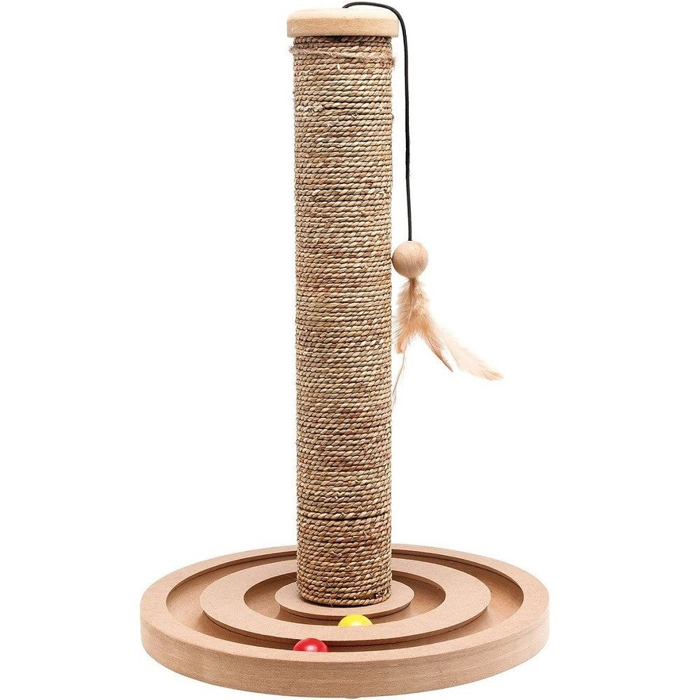 Trade Shop - Tiragraffi Crine Veg+gioca Brigitte Gioco Con Piume Pista Palline Gatto 30x44 Cm -