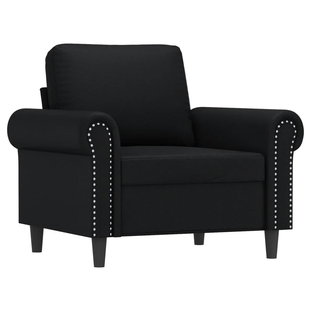Poltrona con Poggiapiedi Nero 60 cm in Similpelle 3201200