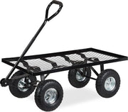 Carrello con pneumatici fino a 200 kg - Acciaio - 345 x 51 x 96 cm - Carrello di trasporto nero Grande carrello da mano