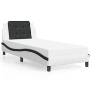 Letto singolo | Letto per adulti | Giroletto senza Materasso Zadar Bianco e Nero 80x200 cm in Similpelle