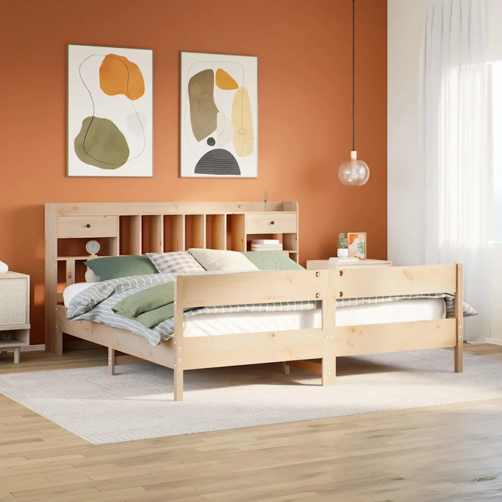 Letto matrimoniale | Letto per adulti | Letto Libreria senza Materasso 180x200 cm in Legno di Pino