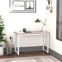 Scrivania Moderna per Computer con Gambe Regolabili e Struttura in MDF e Metallo, Tavolo da Pranzo 120x60x76 cm, Bianco e color Legno