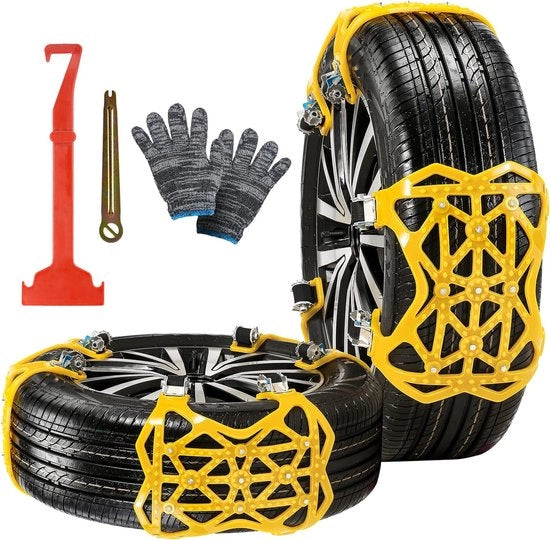 Sneeuropacchi, 7 pezzi, antiscivolo, cinture regolabili, pneumatici con lampeggiante e guanti, per auto, camion, SUV, fuoristrada, sicurezza, ghiaccio, neve, ammortizzazione, larghezza 165-265 mm