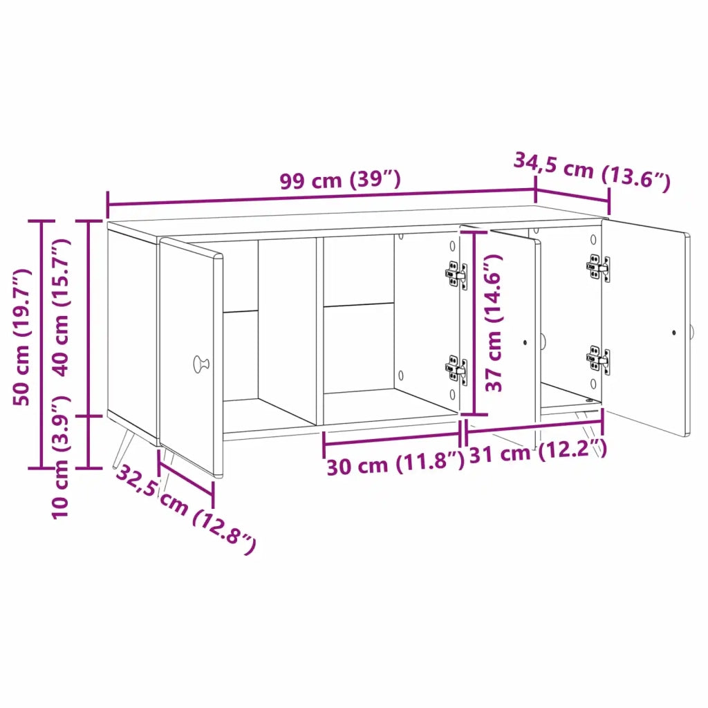 Mobile TV Rovere Artigianale 99 x 34,5 x 50 cm