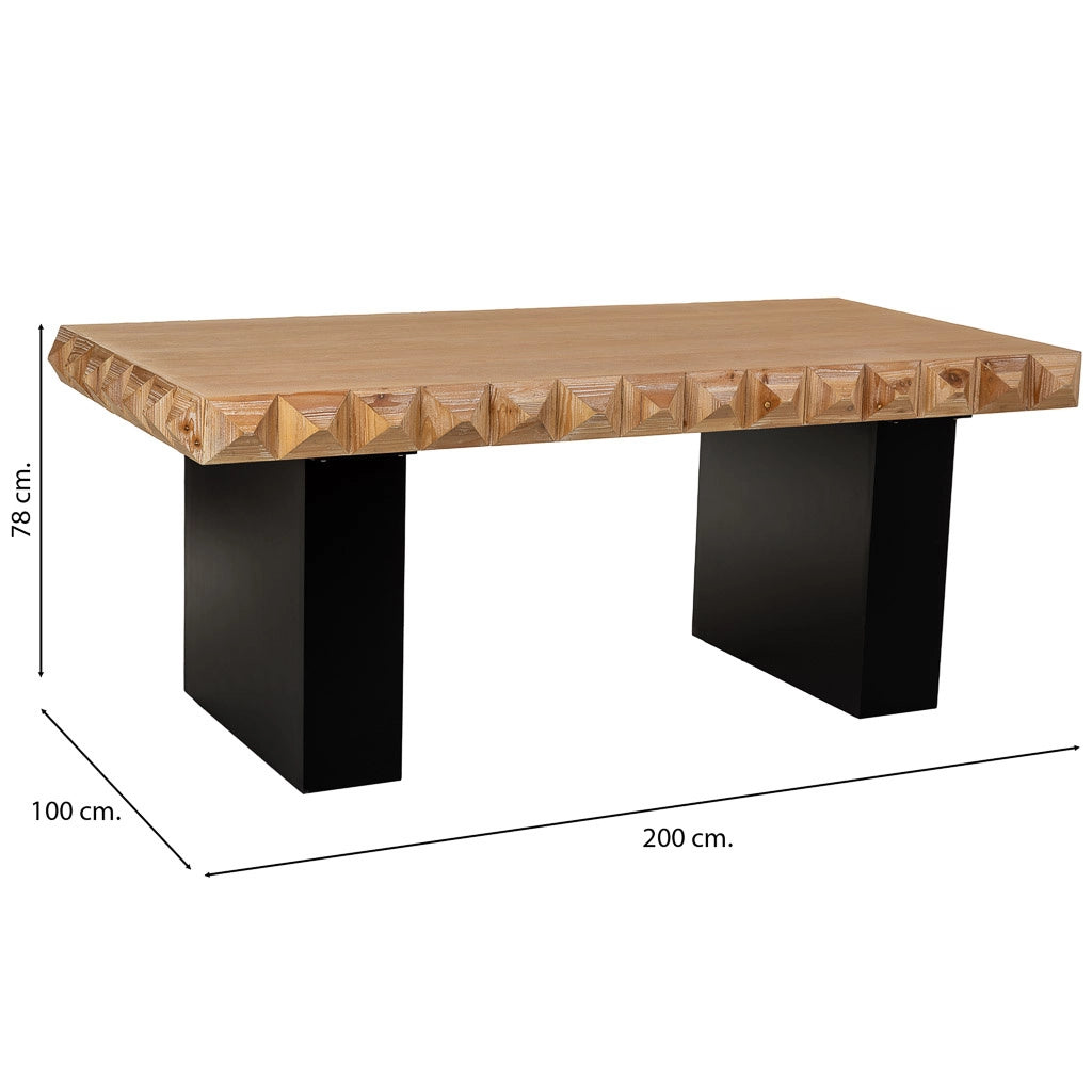 Tavolo in legno e metallo marrone 200x100x78h cm