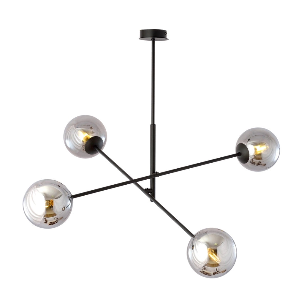 Lampadario Emibig Linear in vetro 4xE14 nero/cromo 102 cm