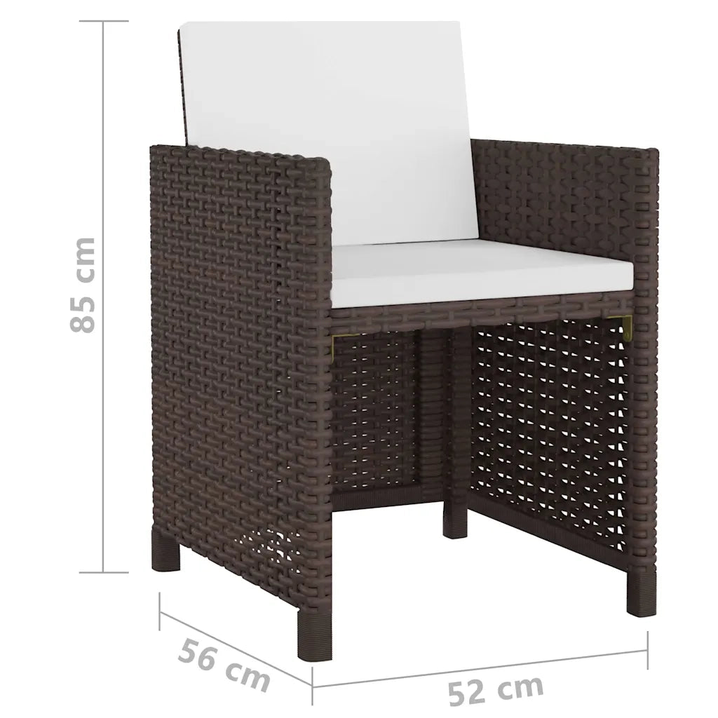 Set da Pranzo da Giardino 13 pz con Cuscini Polyrattan Marrone 42552