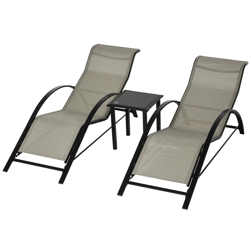 Lettini da giardino ¨C zephmum ¨C 2 pezzi, grigio, metallo, vetro temperato