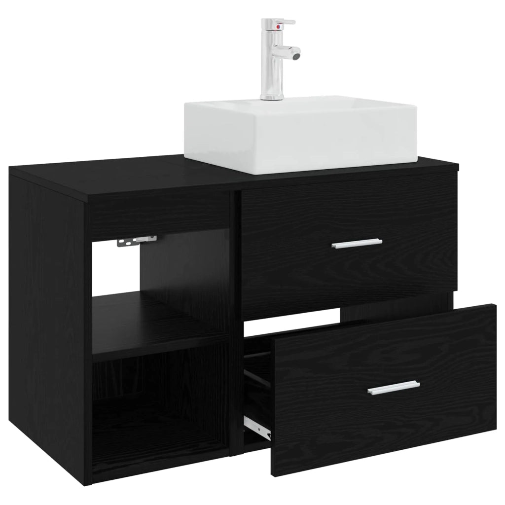 Set di mobili per il bagno 2 pcs Rovere Nero 3403889
