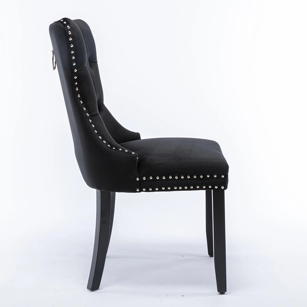 Set 2 sedie Nikki - Xylo - velluto nero gambe legno capitonné