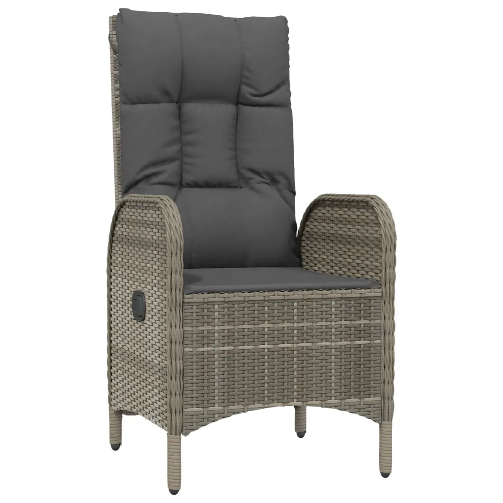 Set da Pranzo Giardino 9pz con Cuscini Nero e Grigio Polyrattan