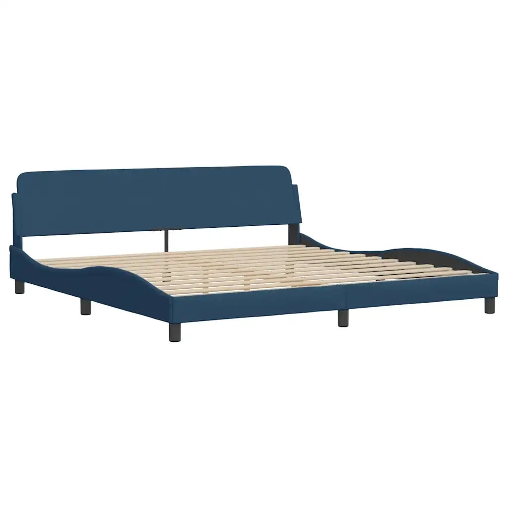 Giroletto con LED senza Materasso-Struttura Letto con LED Blu 200x200 cm in Tessuto