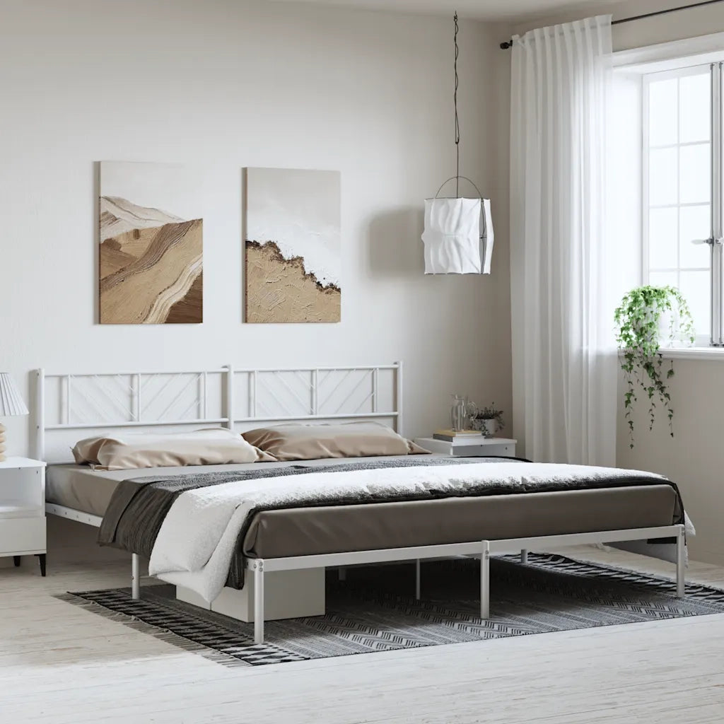 Giroletto con Testiera-Struttura Letto con testiera Metallo Bianco 193x203 cm 993293