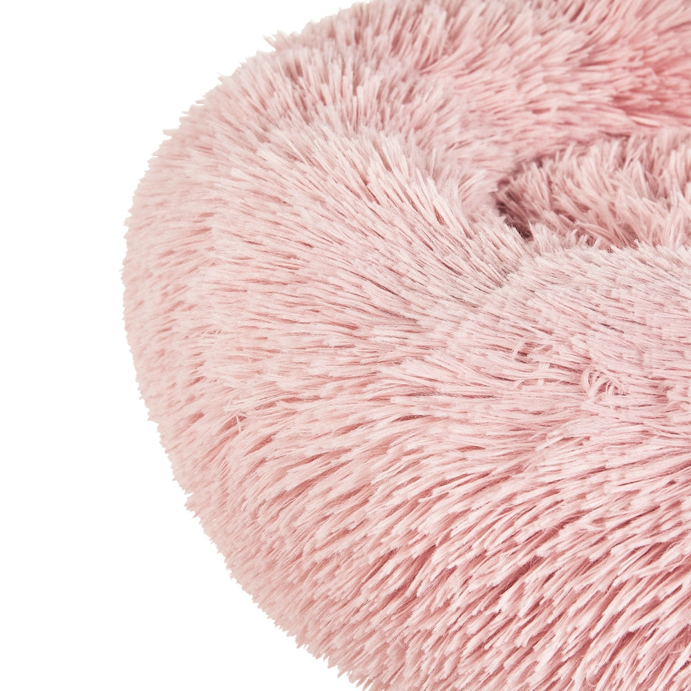Cuccia per cani pelliccia sintetica rosa 80 cm cuscino per gatto letto animali rotondo