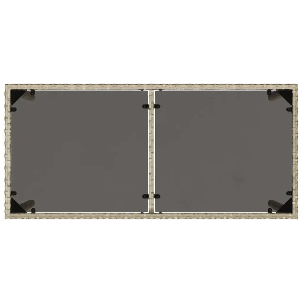 Tavolo Giardino Piano Vetro Grigio Chiaro 115x54x74 Polyrattan