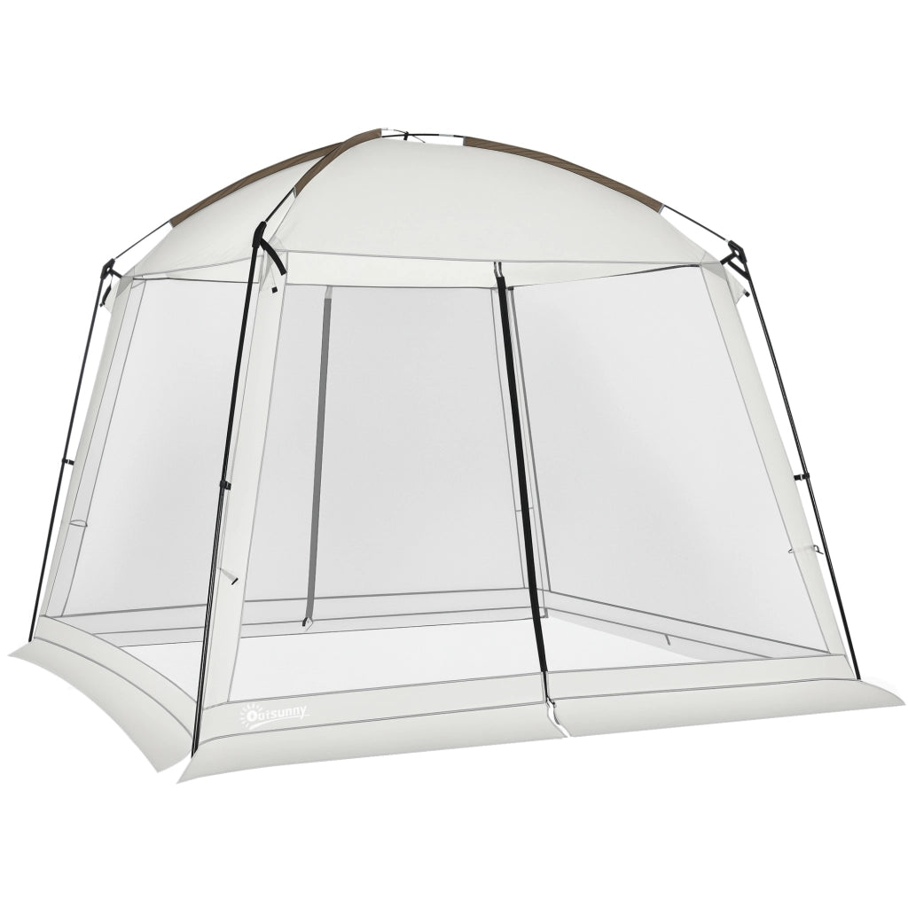 Tenda da giardino 3x3 m ¨C zephmum ¨C bianco con 4 zanzariere e 2 porte