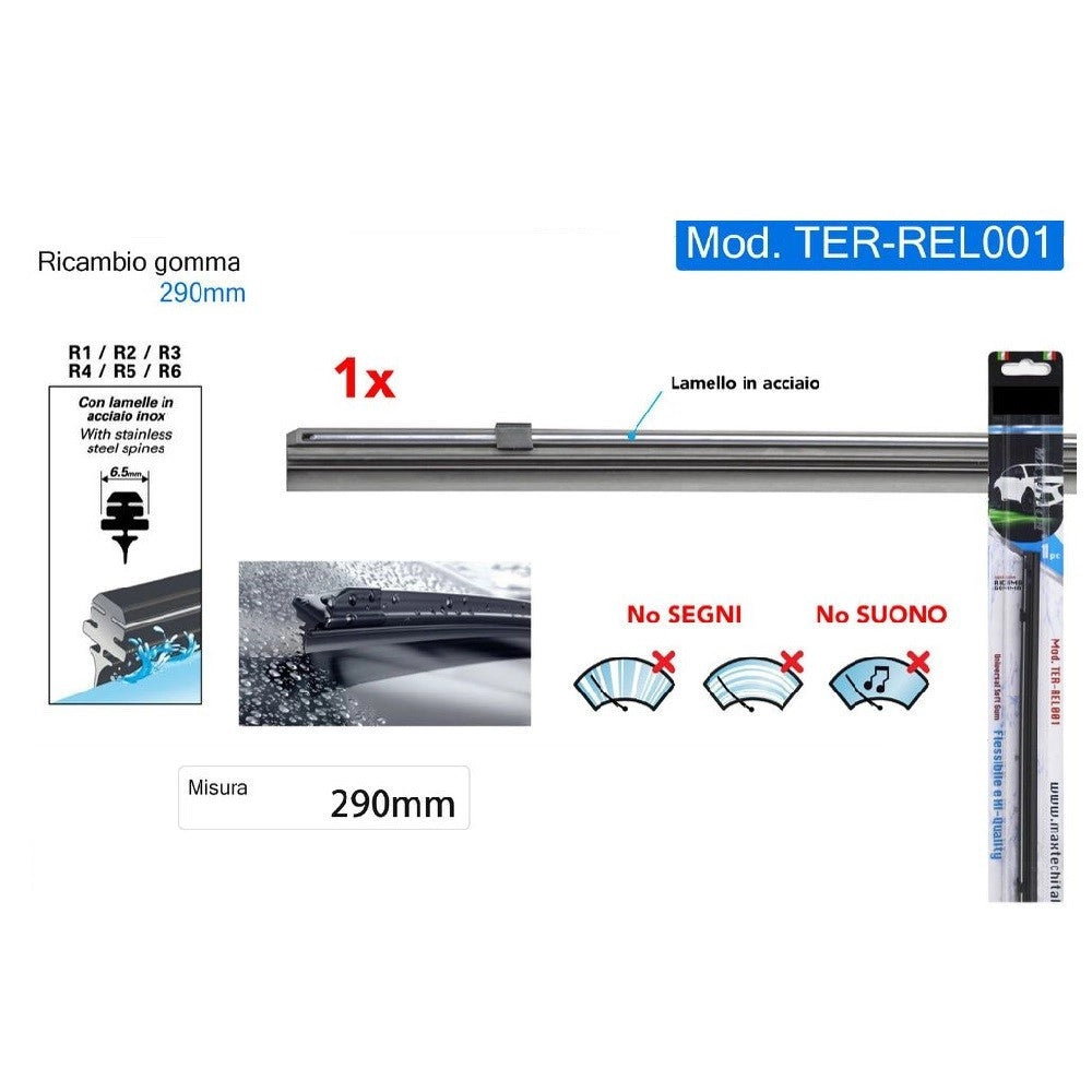 Trade Shop - Ricambio Gommino Per Spazzola Tergicristallo Nero 29 Cm Maxtech Ter-rel001 -