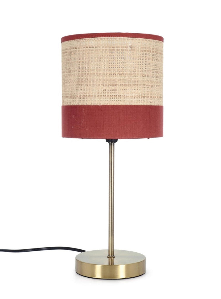 Lampada da Tavolo con Base in Acciaio e Paralume in Rafia - ZAIN