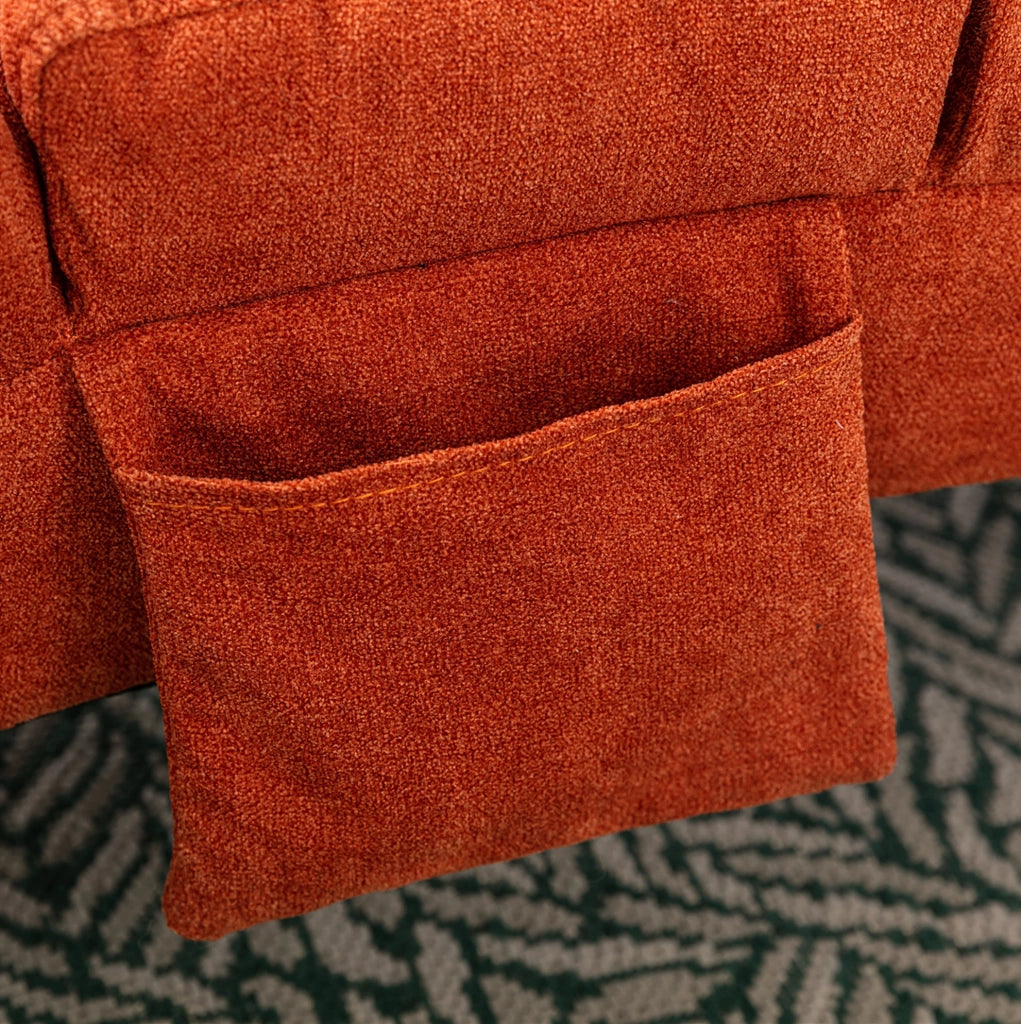 Chaise longue relax con vibrazione; schienale ergonomico 140°; 55x148x84 cm; arancione in lino