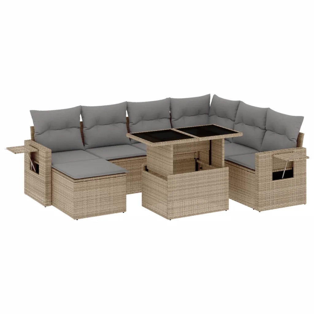 Set Divano da Giardino 8 pz con Cuscini Beige in Polyrattan 3268069