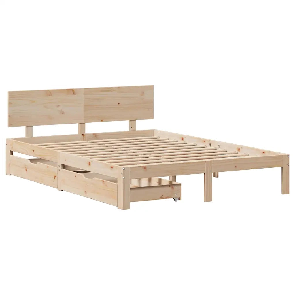 vidaXL Giroletto con Cassetti 120x190 cm in Legno Massello di Pino