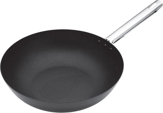 Wok non-stick professionale - inerte - 30 cm - acciaio di carbonio