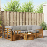 Set di divani da esterno 7 pcs Grigio Naturale e Chiaro