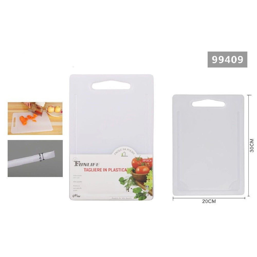 Trade Shop - Tagliere In Plastica Con Canale Scanalatura 30x20x0.8cm Per Verdure Frutta 99409 -